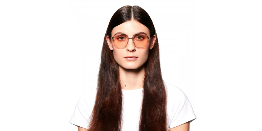 Ic! Berlin Factory Rosé-Gold Eyeglasses On Female Model