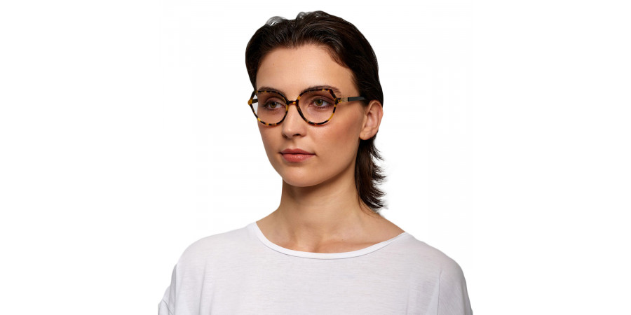 Ic! Berlin Florence EcoHoney Eyeglasses On Female Model