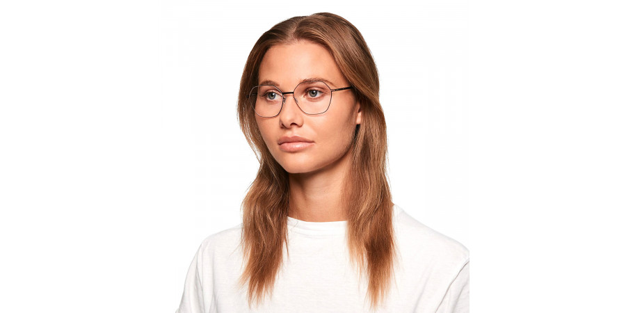 Ic! Berlin Halny Black Eyeglasses On Female Model