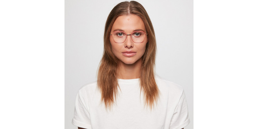 Ic! Berlin Halny Rose Lava Circle Eyeglasses On Female Model