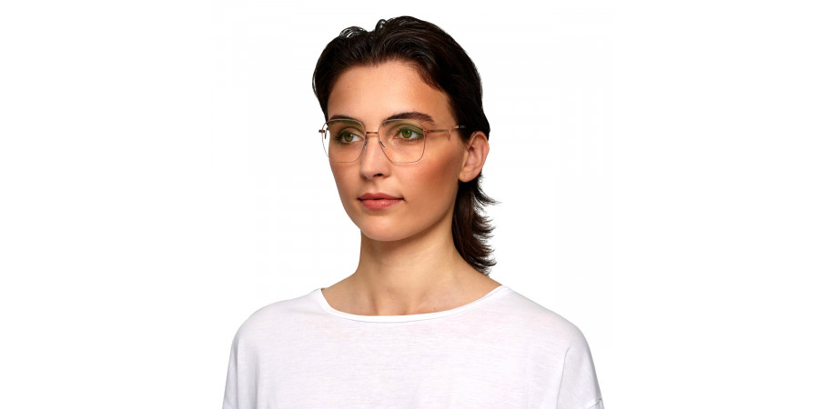 Ic! Berlin Hedy Shiny Copper Eyeglasses On Female Model