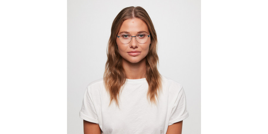 Ic! Berlin Ksenia E. Silver Mint Eyeglasses On Female Model