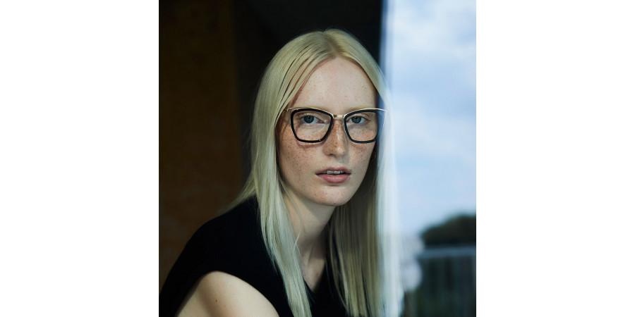 Ic! Berlin Louisa Rose Gold Black Eyeglasses Lifestyle Shot