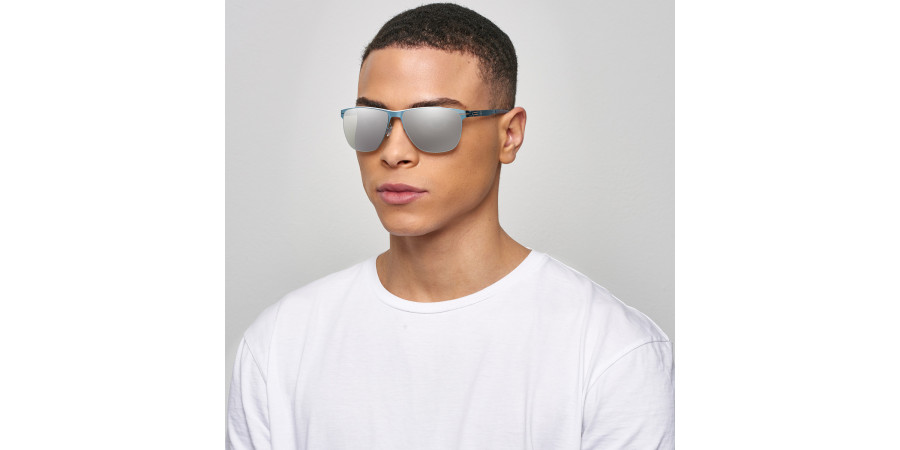 Ic! Berlin MB 05 White Bridge-Electric-Light-Blue Sunglasses On Male Model