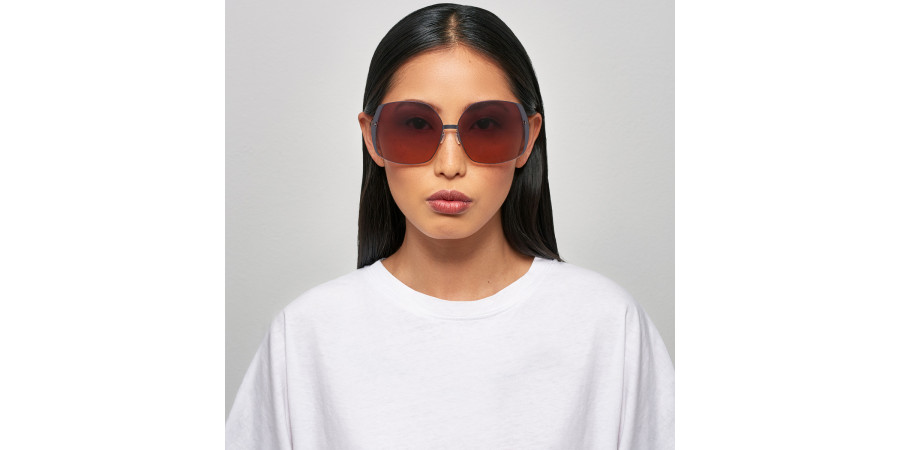 Ic! Berlin MB 06 Aubergine Sunglasses On Female Model