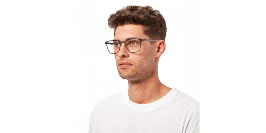 Ic! Berlin Mr. Bice Gunmetal-Sky-Gray Eyeglasses On Male Model 2