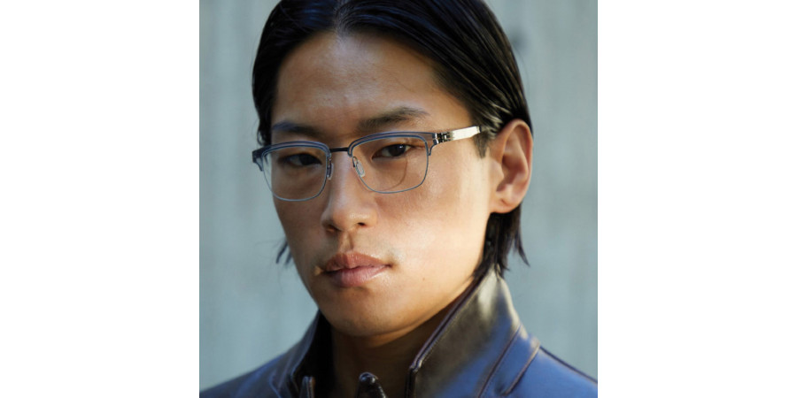 Ic! Berlin Ricky Y. Gunmetal-Sky-Gray Eyeglasses Lifestyle Shot