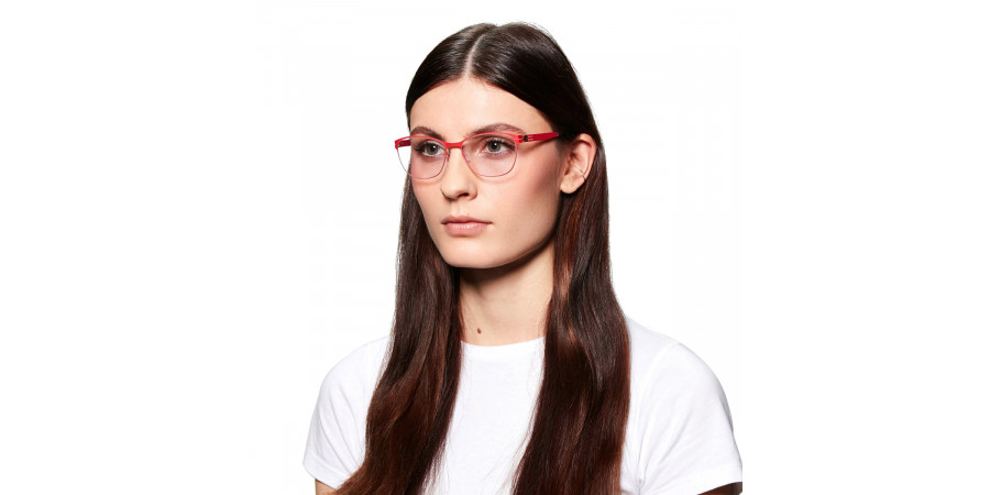 Ic! Berlin Sonja M. Rose Lava Eyeglasses On Female Model