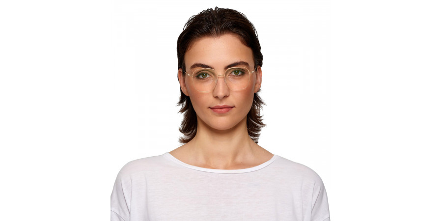 Ic! Berlin Teresa Rose Gold Eyeglasses On Female Model