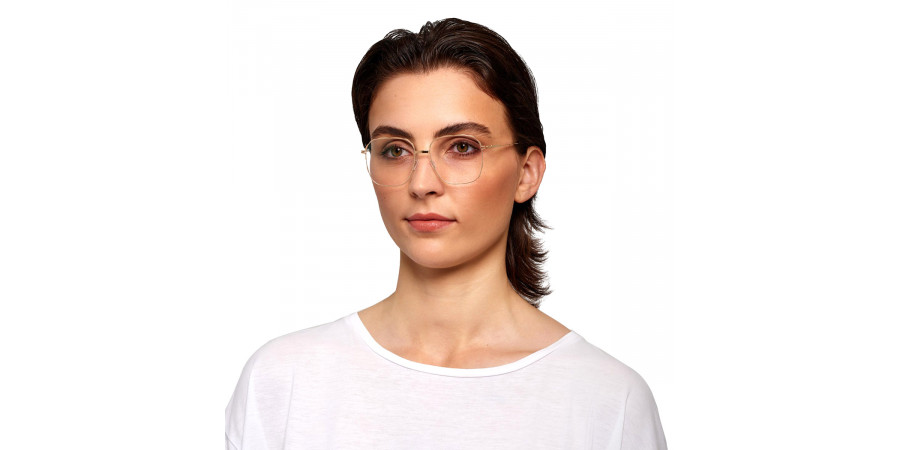 Ic! Berlin Teresa Rose Gold Eyeglasses On Female Model 2