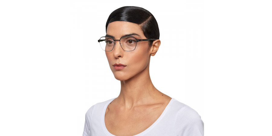 Ic! Berlin Theda Black Eyeglasses On Female Model