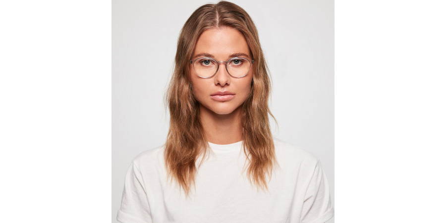 Ic! Berlin Theorem Sky Gray Eyeglasses On Female Model