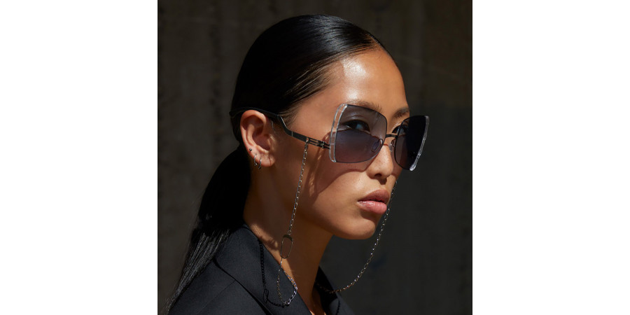 Ic! Berlin VIP Shiny-Aubergine-Crystal-Clear Sunglasses Lifestyle Shot 2