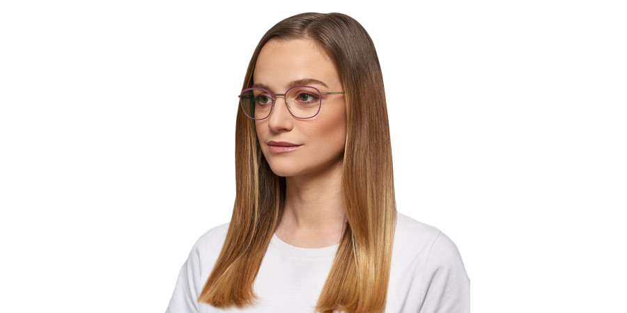 Ic! Berlin Vorias Bronze Mulberry Circle Eyeglasses On Female Model