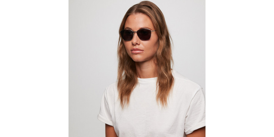 Ic! Berlin Warm Braw Black Sunglasses On Female Model