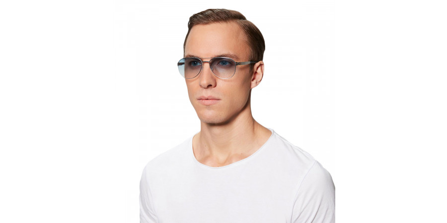 Ic! Berlin Wolfener Chrome Eyeglasses On Male Model