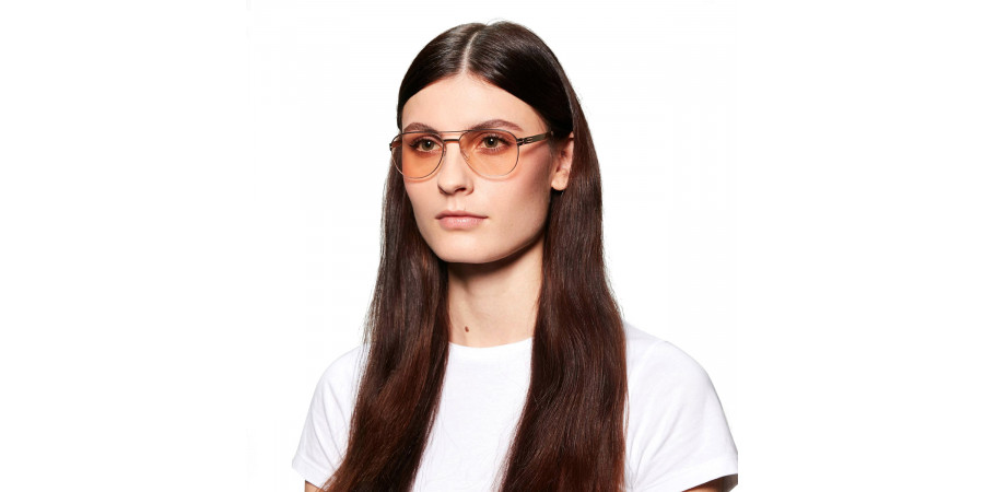 Ic! Berlin Wolfener Rosé-Gold Eyeglasses On Female Model