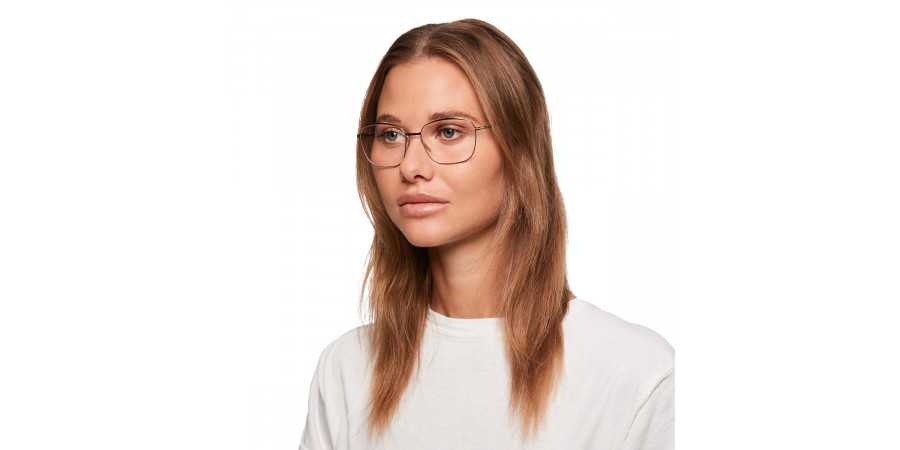 Ic! Berlin Yalca Full Metal Shiny Bronze Eyeglasses On Female Model