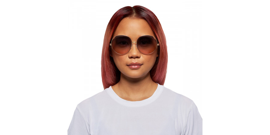 Ic! Berlin Yulina T. Shiny-Aubergine Sunglasses On Female Model