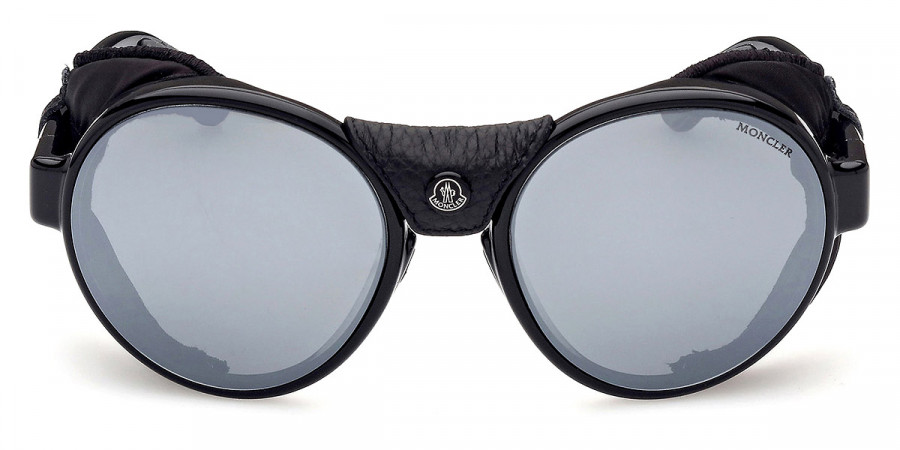 Moncler™ ML0205 Steradian 05D 56 - Shiny Black with Black Leather Blinders