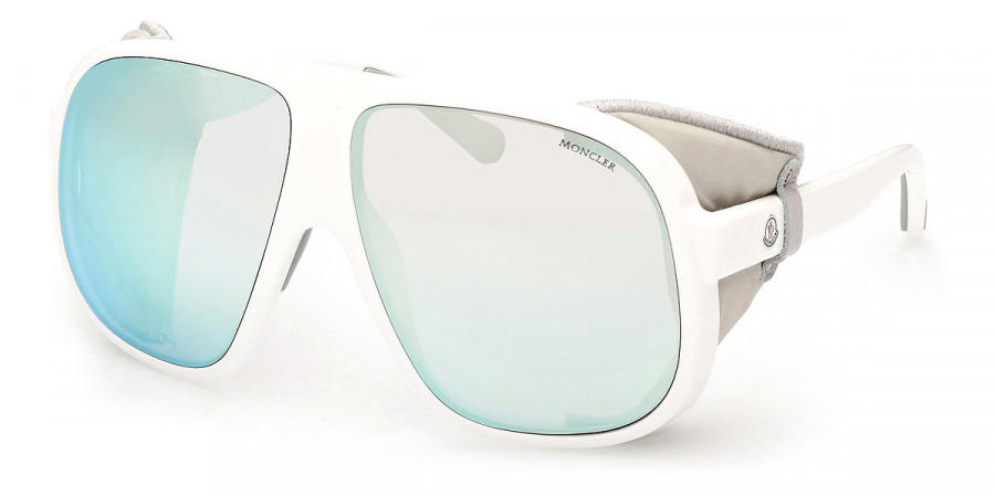 Moncler™ ML0206 Diffractor 24C 66 - Shiny White with Light Gray Leather Blinders