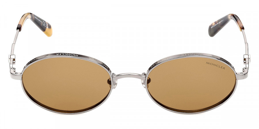 Moncler™ ML0224 Tatou 14N 52 - Shiny Light Ruthenium/Olive Havana