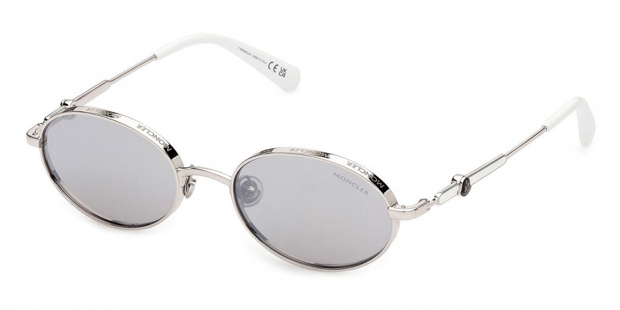 Moncler™ ML0224 Tatou 16C 52 - Shiny Palladium/Optical White