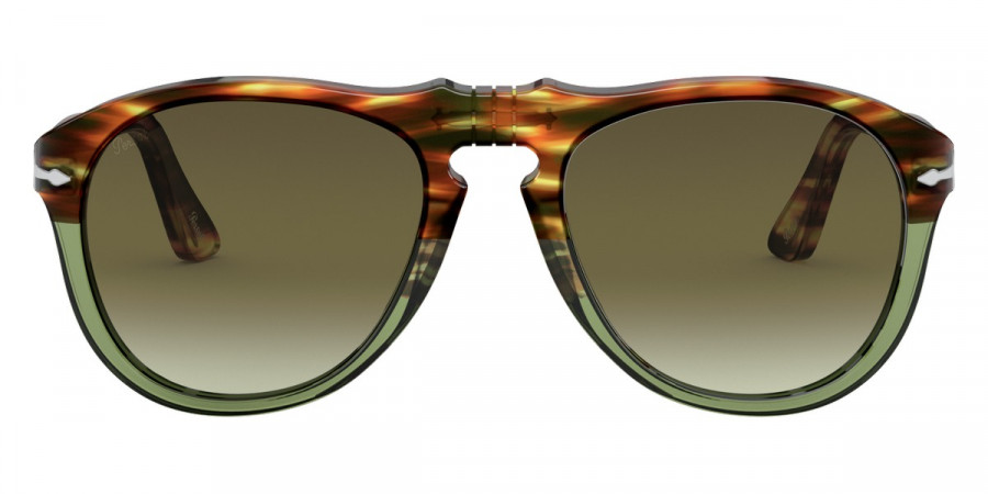 Persol™ PO0649 1122A6 54 - Striped Brown/Transparent Green