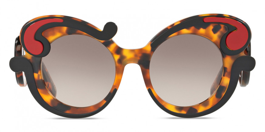 Prada™ Minimal Baroque PR 23NS VAK4K0 52 Caramel Tortoiseshell/Black/Fire  Engine Red Sunglasses