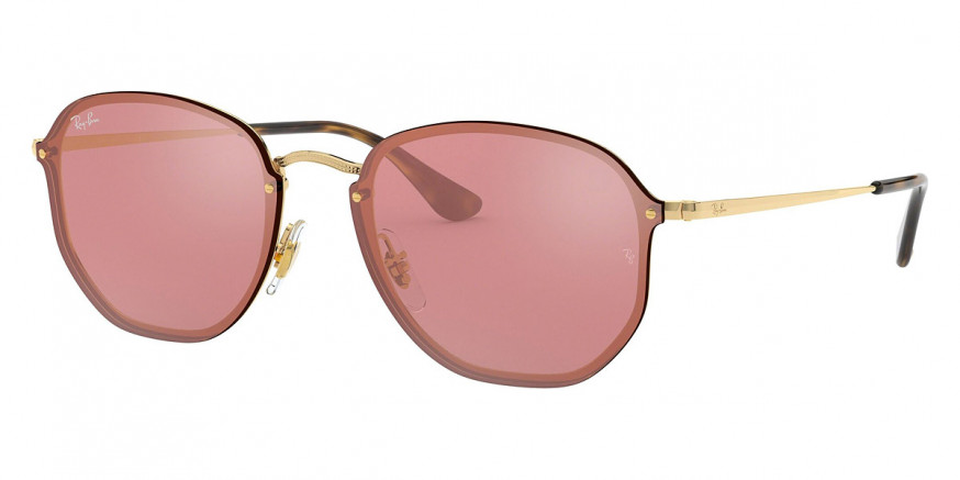 Ray-Ban™ Blaze Hexagonal RB3579N 001/E4 58 Gold Sunglasses