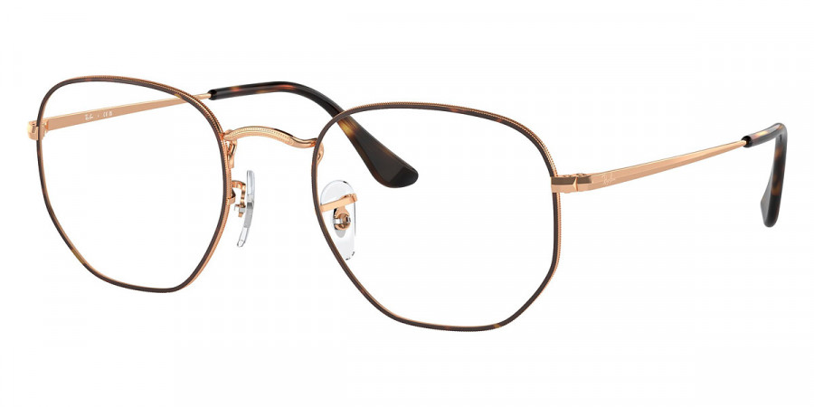 Ray-Ban™ Hexagonal RX6448 3176 48 - Havana on Rose Gold