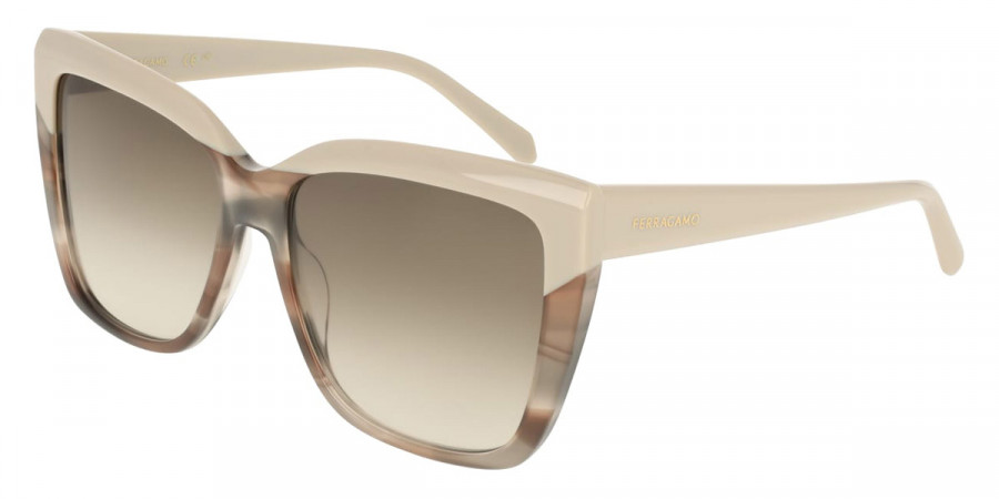 Color: Beige/Beige Striped Tortoise (251) - Salvatore Ferragamo SFGSF1102S25158