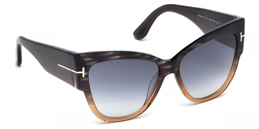 Tom Ford™ FT0371 Anoushka 20B 57 - Melange Gray to Transparent Peach/Dark Gray