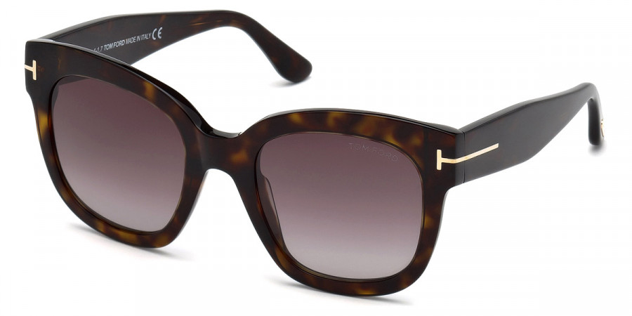 Color: Shiny Classic Dark Havana/Rose Gold T Logo (52T) - Tom Ford FT0613Beatrix-0252T52