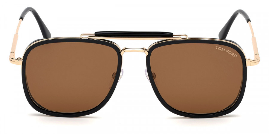 Tom Ford™ FT0665 Huck 01E 58 - Shiny Black Acetate/Shiny Rose Gold