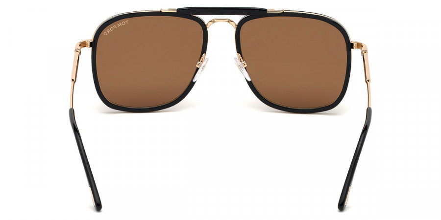 Color: Shiny Black Acetate/Shiny Rose Gold (01E) - Tom Ford FT0665Huck01E58