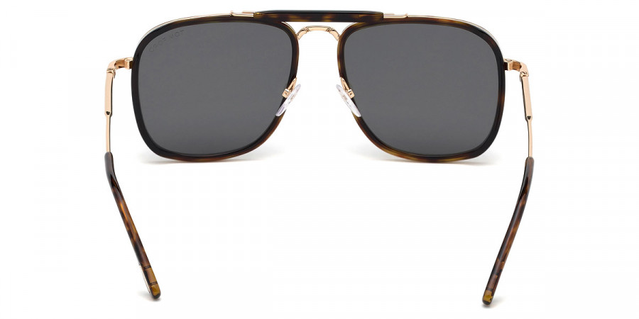 Color: Shiny Classic Dark Havana Acetate/Shiny Rose Gold (52A) - Tom Ford FT0665Huck52A58