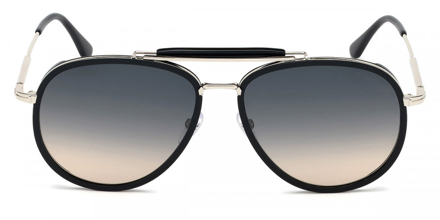 Tom Ford™ FT0666 Tripp 01B 58 - Shiny Black Acetate/Shiny Rhodium