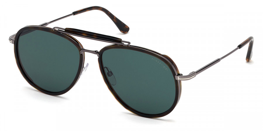 Color: Shiny Dark Havana Acetate/Shiny Dark Ruthenium (52N) - Tom Ford FT0666Tripp52N58