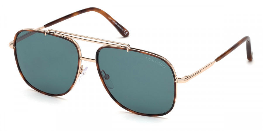 Color: Shiny Rose Gold/Classic Havana Acetate (28V) - Tom Ford FT0693Benton28V58