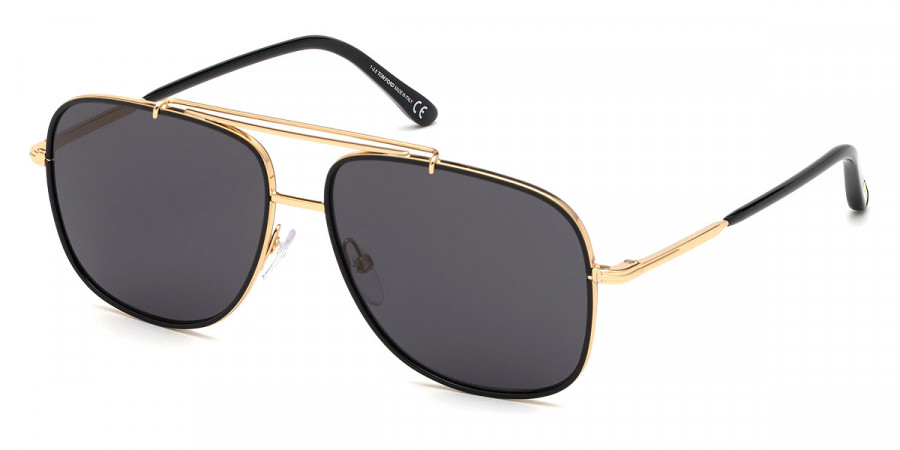 Color: Shiny Yellow Gold/Black Acetate (30A) - Tom Ford FT0693Benton30A58