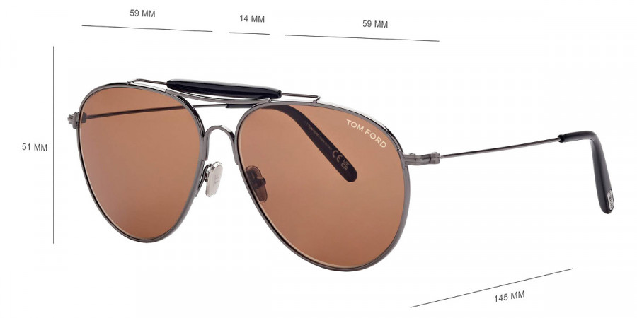 Color: Shiny Gunmetal/T Logo (08E) - Tom Ford FT0995Raphael-0208E59