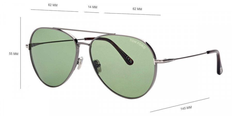 Color: Shiny Gunmetal/T Logo (08N) - Tom Ford FT0996Dashel-0208N62