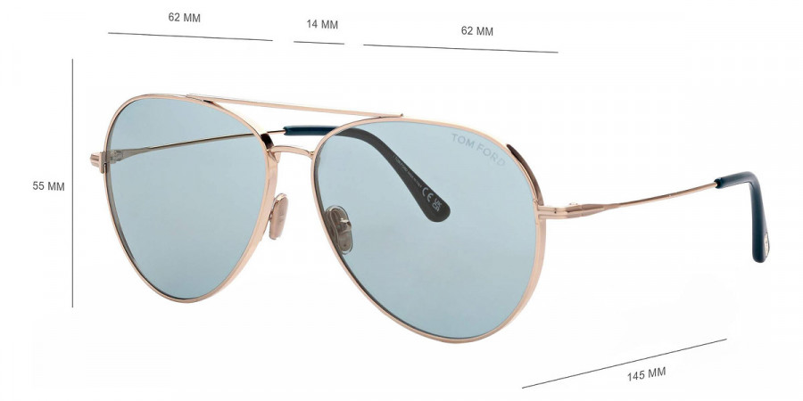 Color: Shiny Rose Gold/T Logo (28X) - Tom Ford FT0996Dashel-0228X62