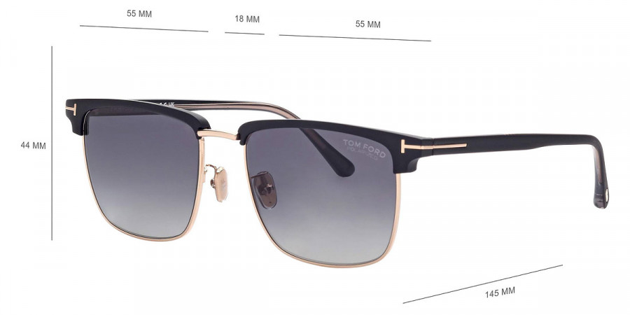 Color: Shiny Rose Gold/T Logo (02D) - Tom Ford FT0997-HHudson-0202D55