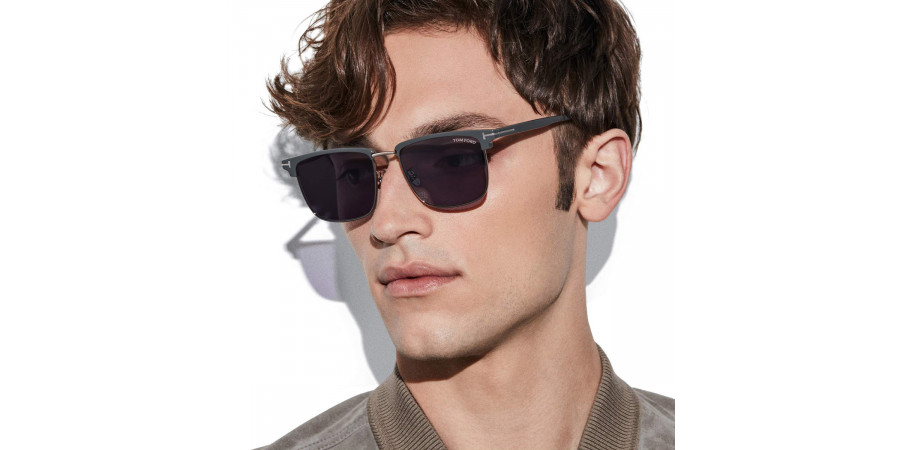 Color: Shiny Light Ruthenium/T Logo (51V) - Tom Ford FT0997-HHudson-0251V55