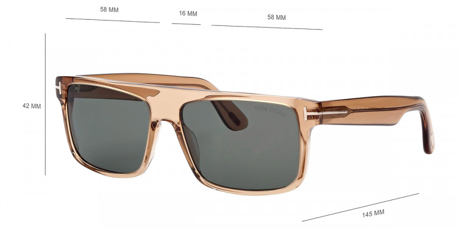 Color: Shiny Transparent Beige/T Logo (45N) - Tom Ford FT0999Philippe-0245N58