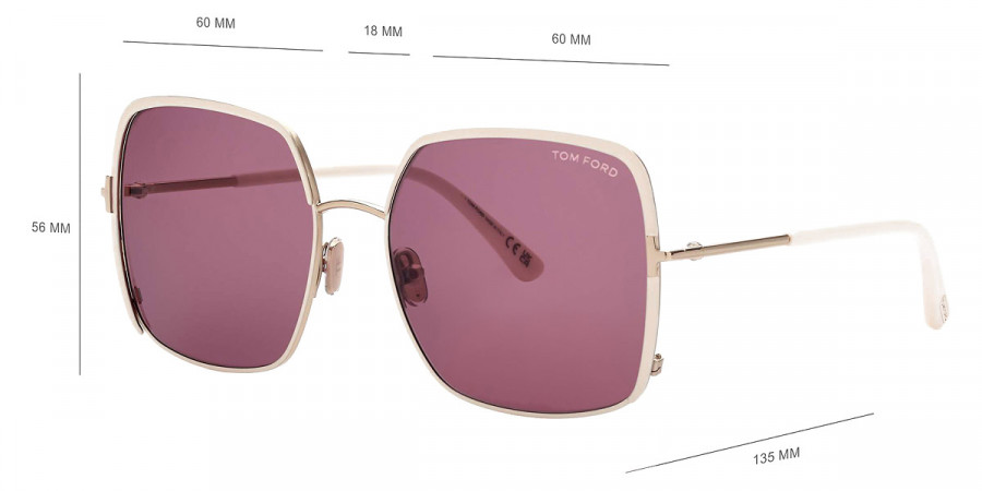 Color: Shiny Rose Gold/T Logo (32Y) - Tom Ford FT1006Raphaela32Y60