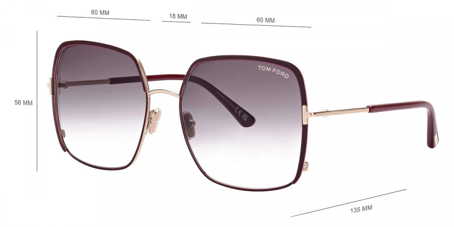 Color: Shiny Rose Gold/T Logo (69W) - Tom Ford FT1006Raphaela69W60