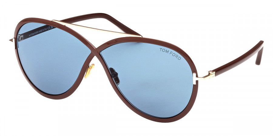 Color: Shiny Light Brown/T Logo (48V) - Tom Ford FT1007Rickie48V65